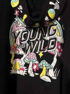 Fresh Laundry Young and Wild Mushroom Graphic Pullover Hoodie